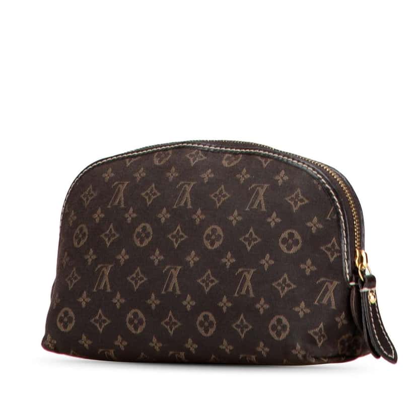 Louis Vuitton Monogram Mini Lin Cosmetic Pouch Brown Canvas Good condition - Back View