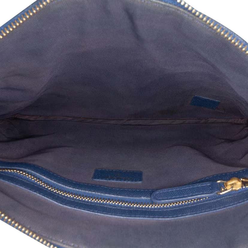 Chanel Medium Chevron Caviar Ancient Greek Charms O Case Clutch Blue Leather Good condition - Model View