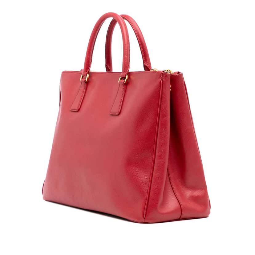 Prada Large Saffiano Lux Galleria Double Zip Satchel Red Leather Very good condition - Back View