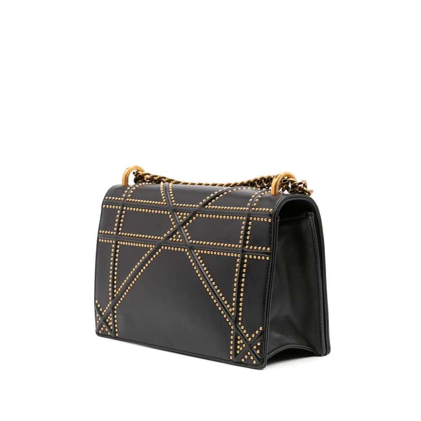 Dior Medium Studded Lambskin Diorama Flap Black Leather Good condition - Back View