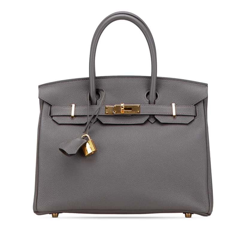Hermès Togo Birkin Retourne 30 Grey Leather Good condition - Front View