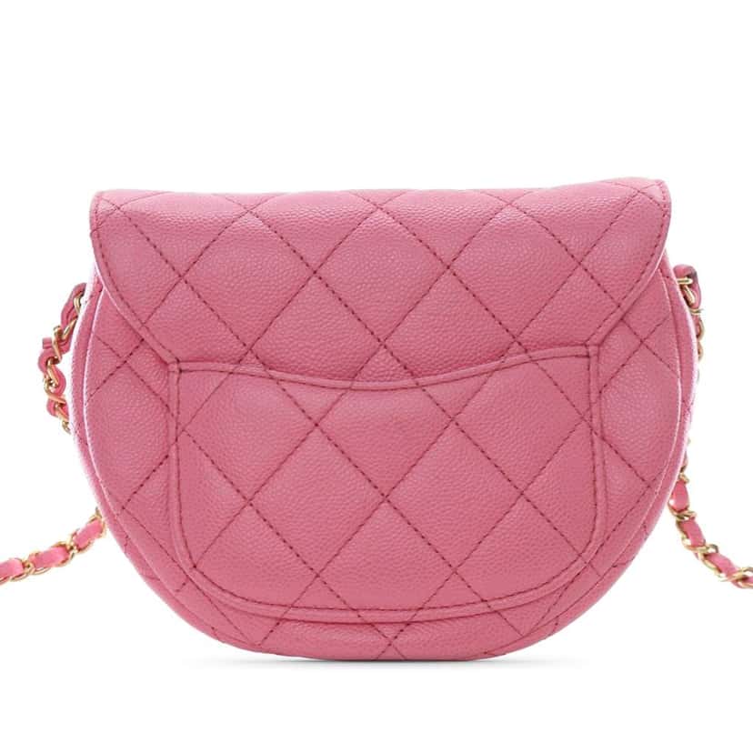 Chanel Mini Quilted Caviar CC Messenger Flap Pink Leather Good condition - Back View