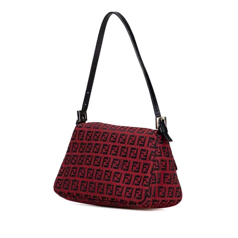 Fendi Mini Zucchino Canvas Mamma Forever Red Canvas Good condition - Back View
