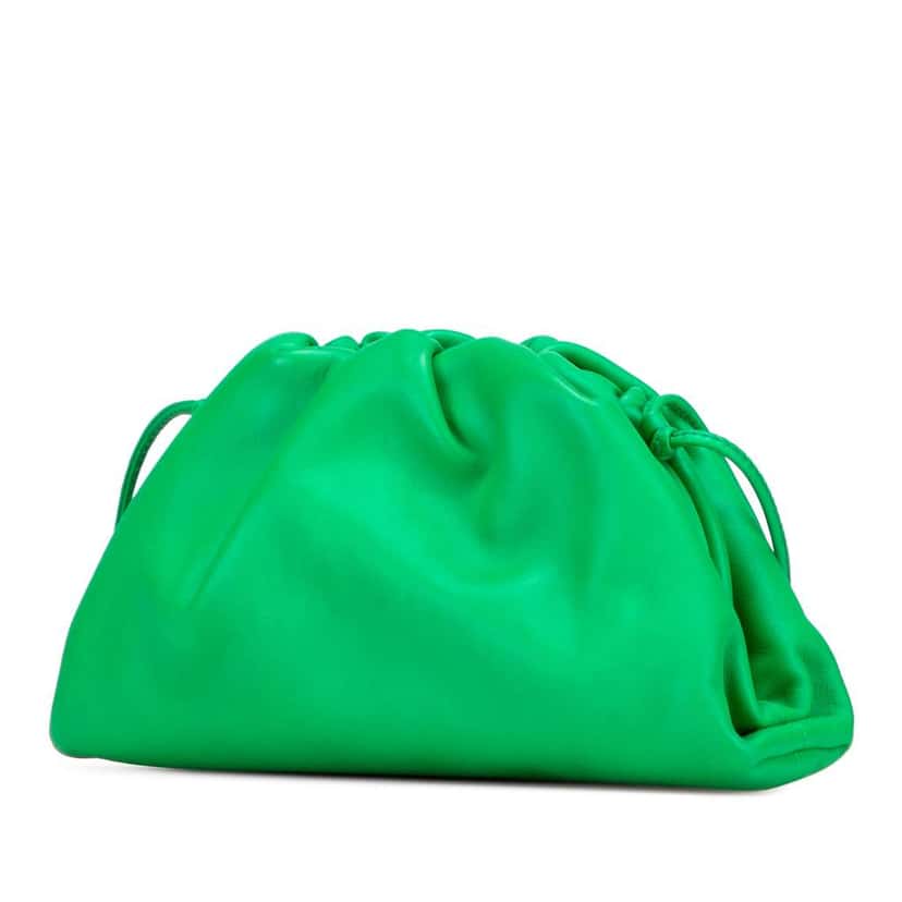 Bottega Veneta Lambskin The Mini Pouch Crossbody Green Leather Good condition - Back View