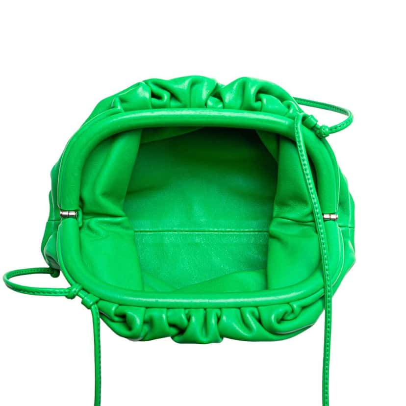 Bottega Veneta Lambskin The Mini Pouch Crossbody Green Leather Good condition - Model View