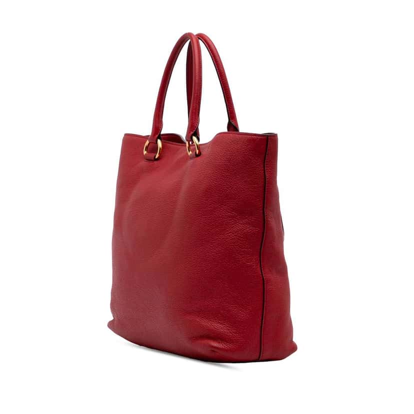 Prada Vitello Daino Open Convertible Tote Red Leather Good condition - Back View