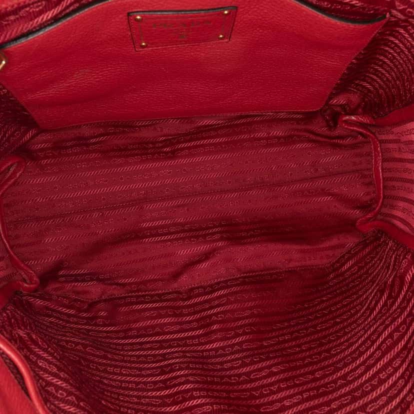 Prada Vitello Daino Open Convertible Tote Red Leather Good condition - Model View