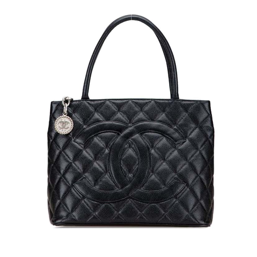 Chanel Caviar Medallion Tote Black Leather Good condition - Front View