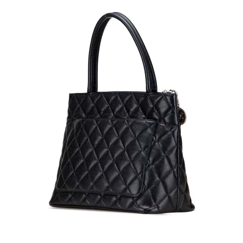 Chanel Caviar Medallion Tote Black Leather Good condition - Back View