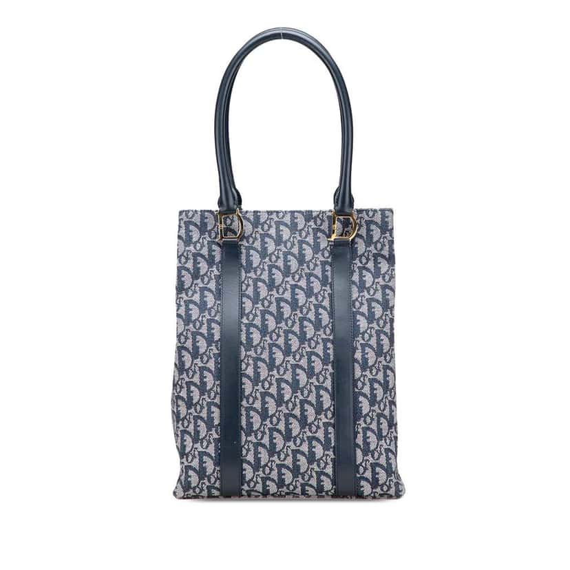 Dior Diorissimo Trotter Canvas Tote Blue Canvas Very good condition - Front View