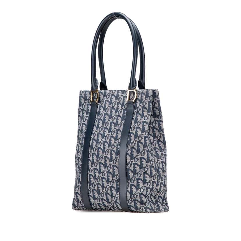 Dior Diorissimo Trotter Canvas Tote Blue Canvas Very good condition - Back View