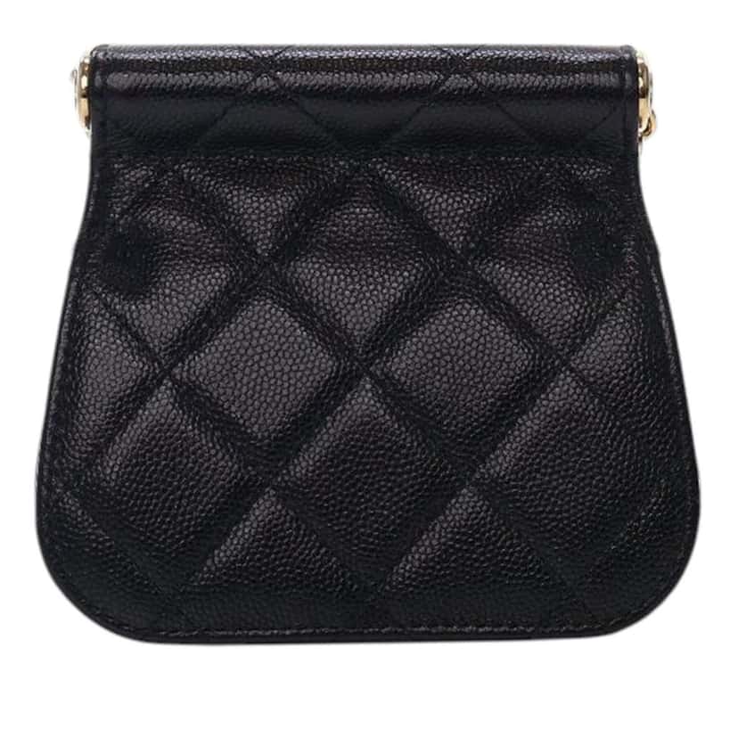 Chanel Mini Caviar Bar Clutch On Chain Black Leather Very good condition - Inside View