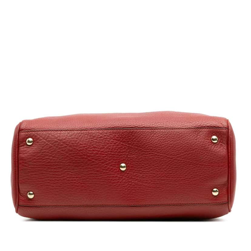 Gucci Medium Calfskin Bamboo Shopper Satchel Red Leather Good condition - Inside View