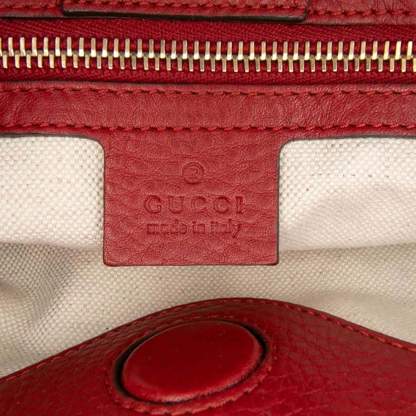 Gucci Medium Calfskin Bamboo Shopper Satchel Red Leather Good condition - Box View