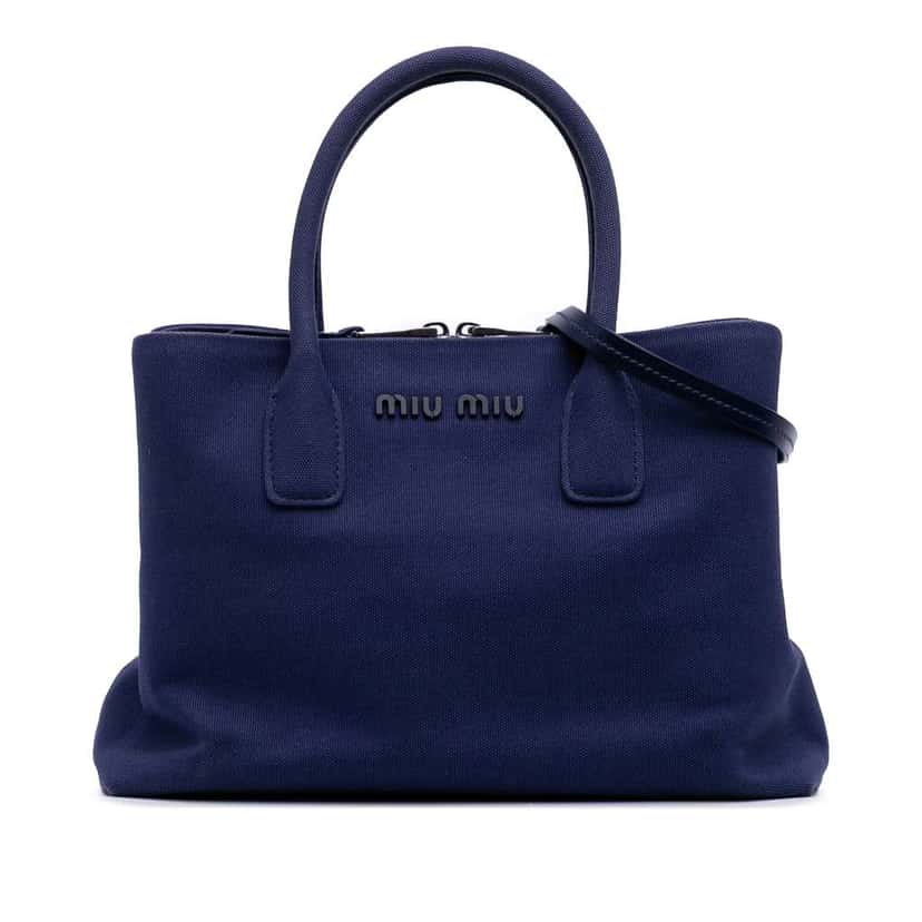 Miu Miu Canvas Convertible Tote Blue Canvas Good condition - Front View