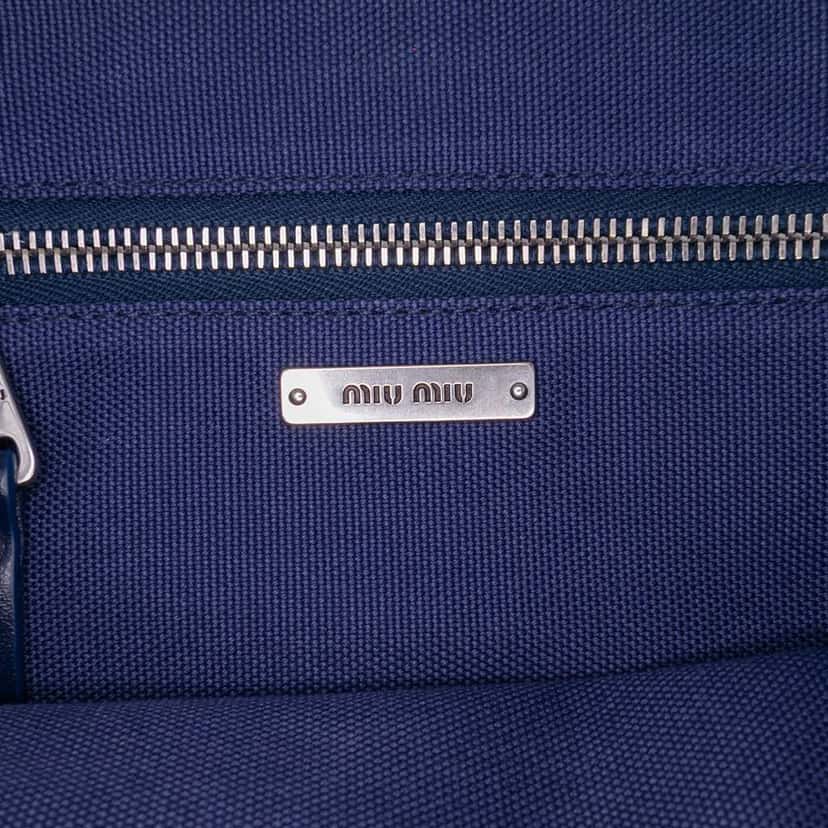 Miu Miu Canvas Convertible Tote Blue Canvas Good condition - Box View