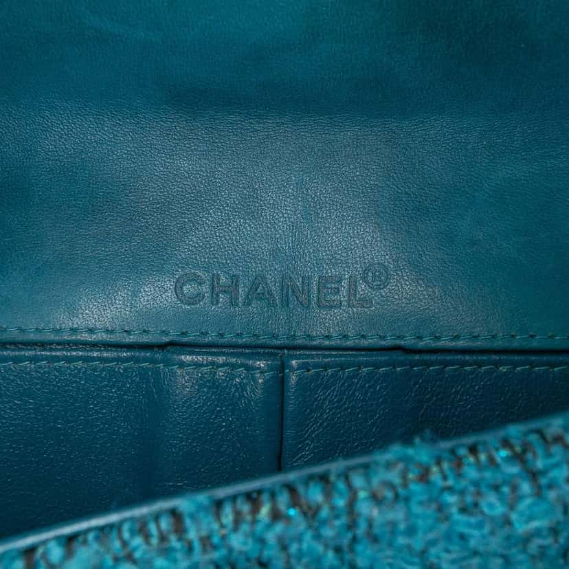 Chanel CC Tweed East West Flap Blue Tweed Good condition - Box View