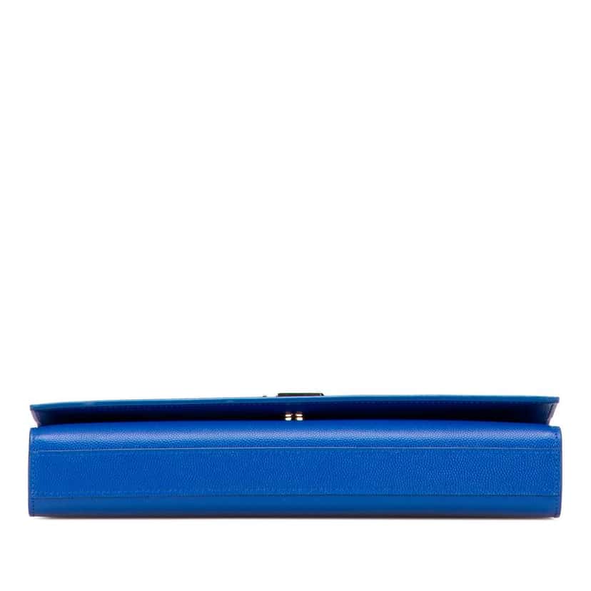 Saint Laurent Grain de Poudre Monogram Cassandre Clutch Blue Leather Good condition - Inside View