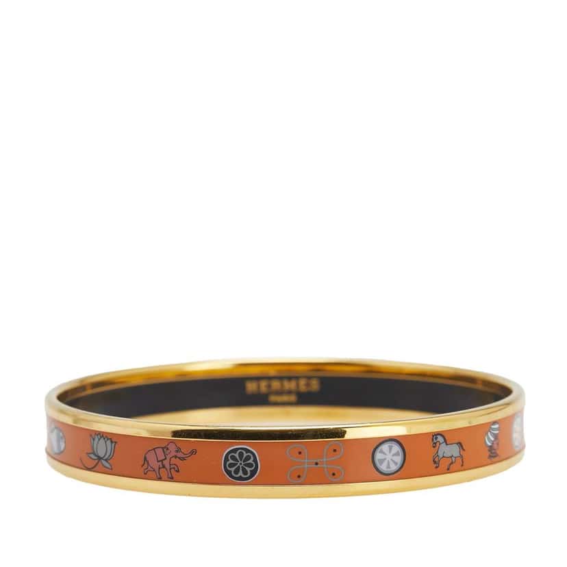 Hermès Narrow Enamel Cloisonne Bangle 62 Orange Good condition - Front View