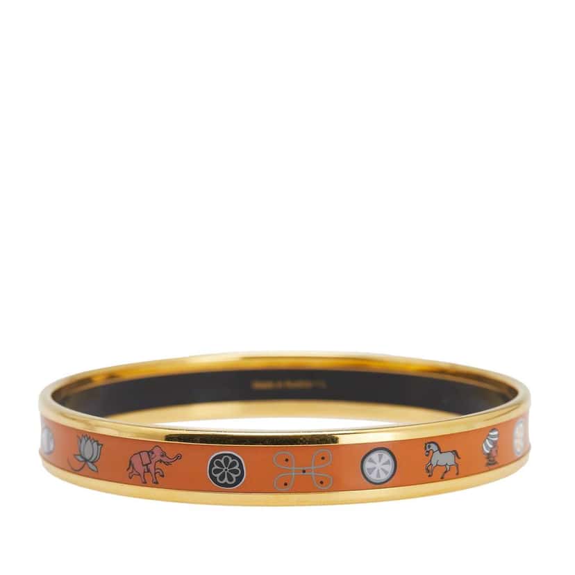 Hermès Narrow Enamel Cloisonne Bangle 62 Orange Good condition - Inside View