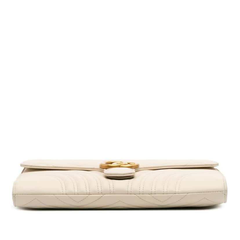 Gucci GG Marmont Matelasse Leather Flap Clutch White Leather Good condition - Inside View