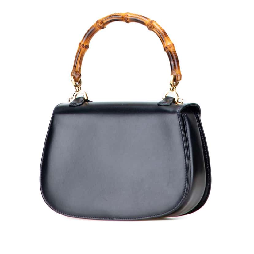 Gucci Calfskin Bamboo Night Black Leather Good condition - Back View