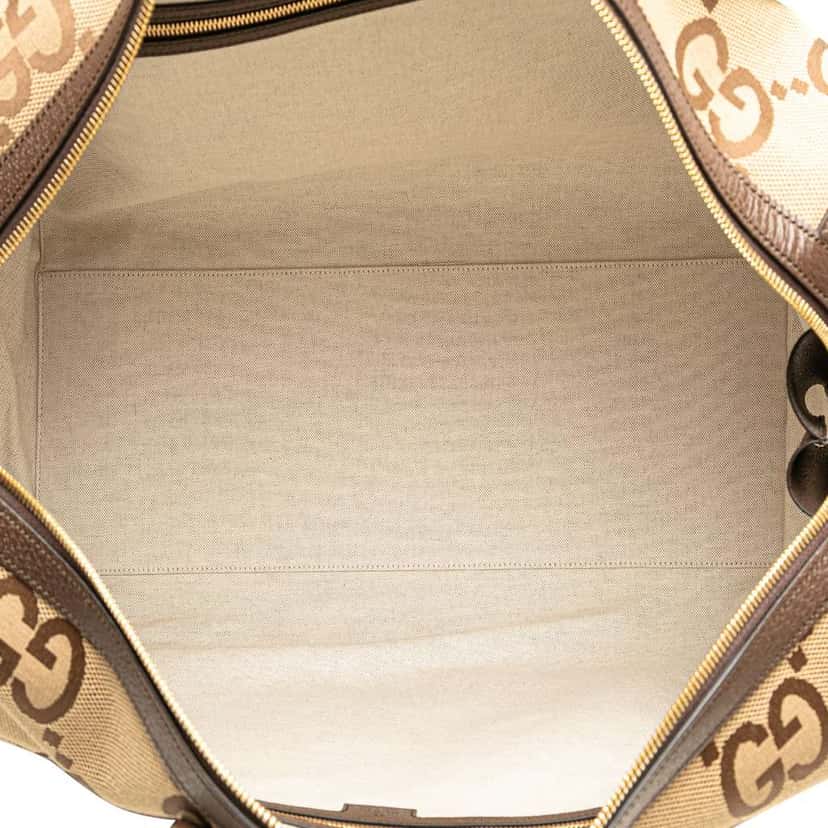 Gucci Large Jumbo GG Canvas Web Duffle Bag Brown Canvas Good condition - Model View