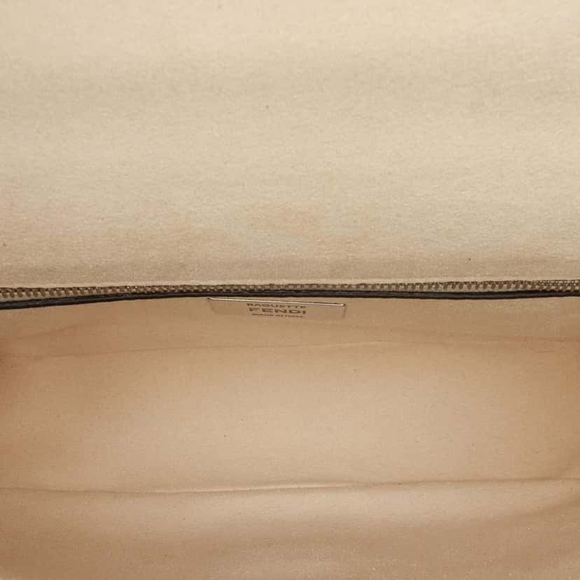 Fendi FF Chenille and Leather Chain Midi Baguette Brown Cotton Good condition - Model View