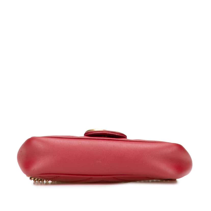 Gucci Mini GG Marmont Matelasse Leather Flap Crossbody Red Leather Good condition - Inside View