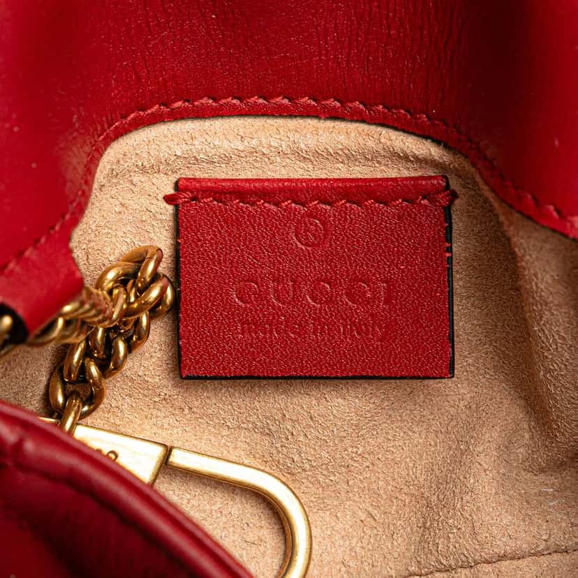 Gucci Mini GG Marmont Matelasse Leather Flap Crossbody Red Leather Good condition - Box View