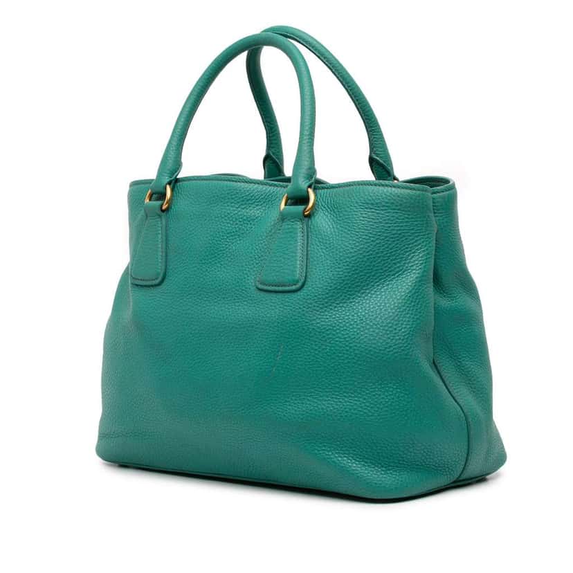 Prada Vitello Daino Open Convertible Tote Blue Leather Good condition - Back View
