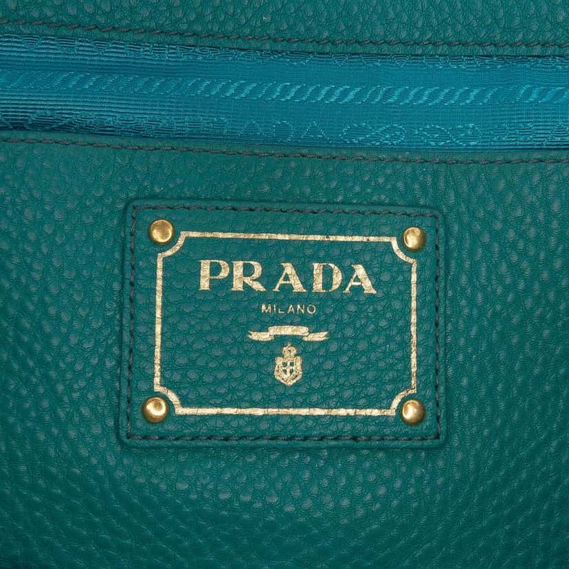 Prada Vitello Daino Open Convertible Tote Blue Leather Good condition - Box View