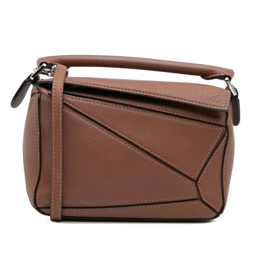 Loewe Mini Calfskin Puzzle Satchel Brown Leather Good condition - Front View