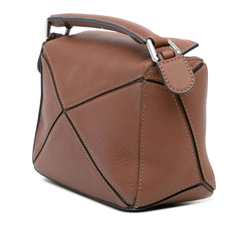 Loewe Mini Calfskin Puzzle Satchel Brown Leather Good condition - Back View
