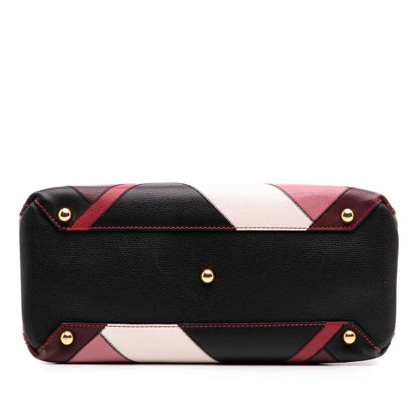 Burberry Medium Leather Patchwork and House Check Banner Satchel Red Leather Fair condition - Inside View