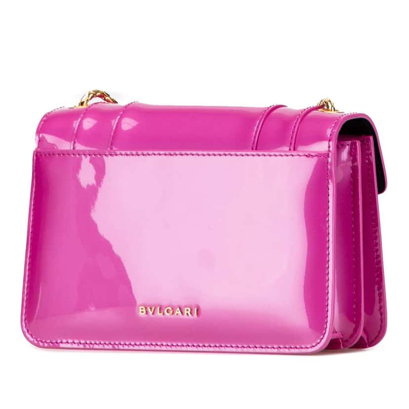 Bvlgari Patent Serpenti Forever Crossbody Pink Leather Good condition - Back View