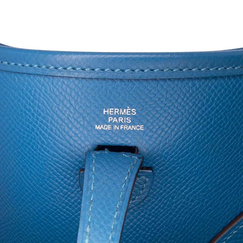 Hermès Epsom Evelyne TPM Blue Leather Good condition - Box View