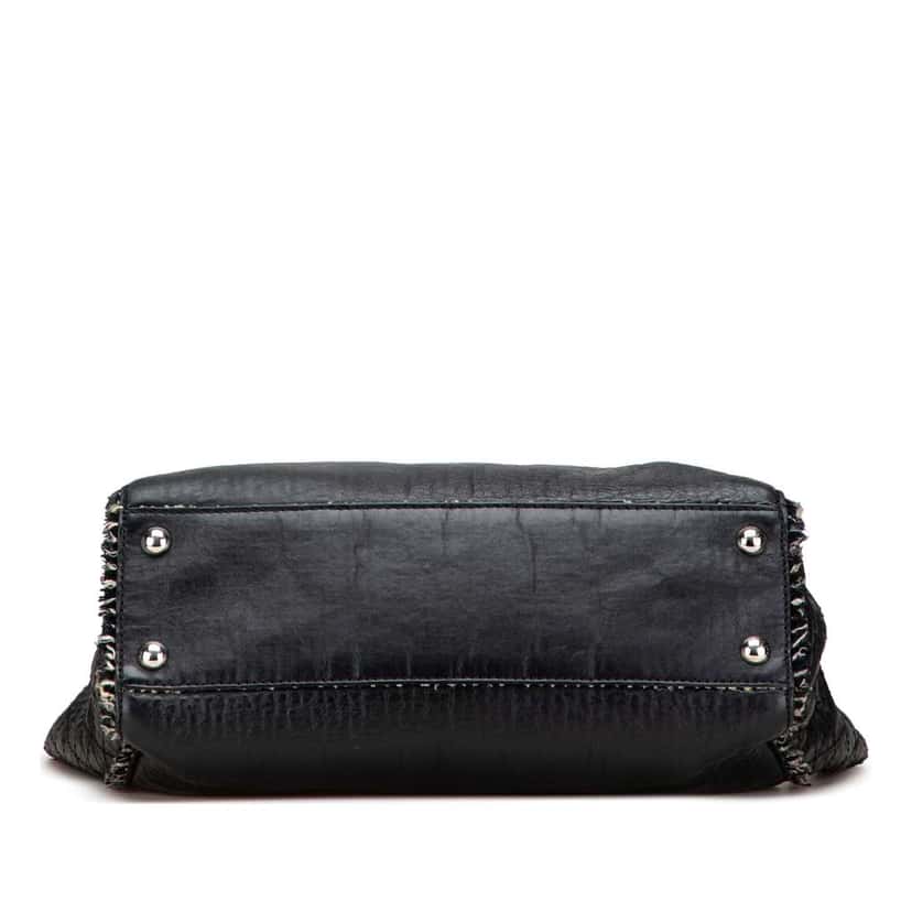 Chanel Glazed Calfskin Tweed Tweedy Shopping Tote Black Leather Good condition - Inside View