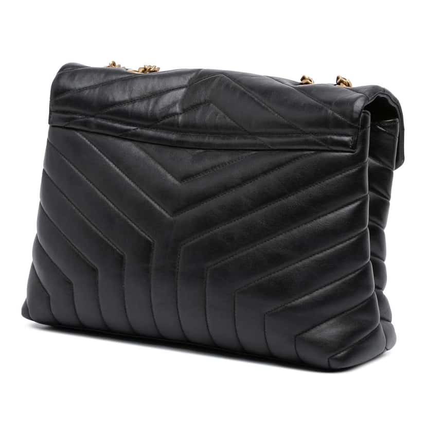 Saint Laurent Medium Matelasse Leather LouLou Shoulder Bag Black Leather Good condition - Back View