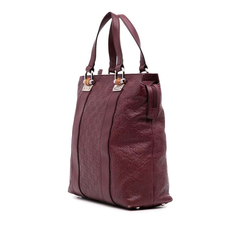 Gucci Guccissima Tender Bamboo Bar Tote Red Leather Good condition - Back View