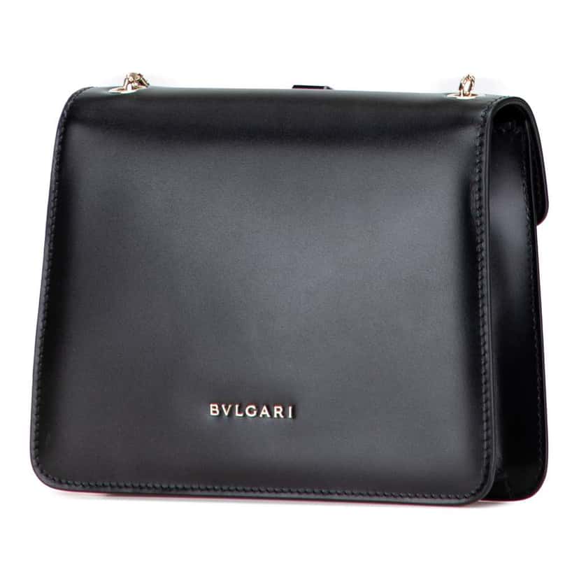 Bvlgari Embellished Calfskin Serpenti Forever Crossbody Black Leather Good condition - Back View
