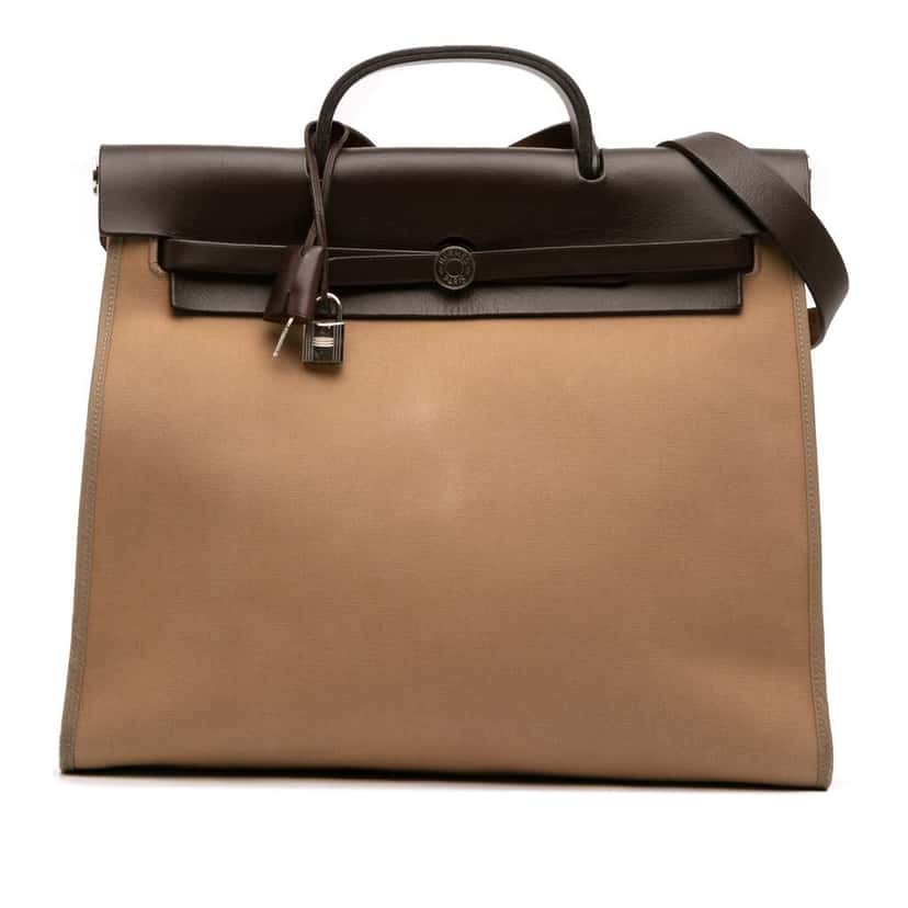 Hermès Toile Herbag Zip 39 Brown Canvas Good condition - Front View