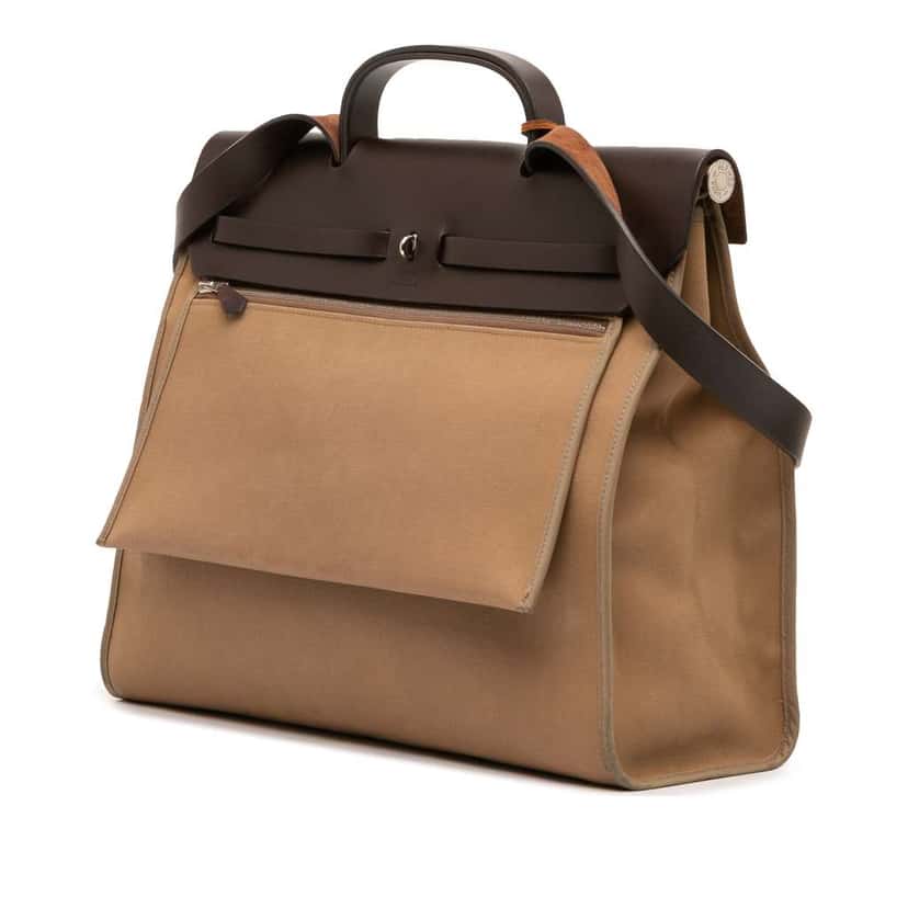 Hermès Toile Herbag Zip 39 Brown Canvas Good condition - Back View