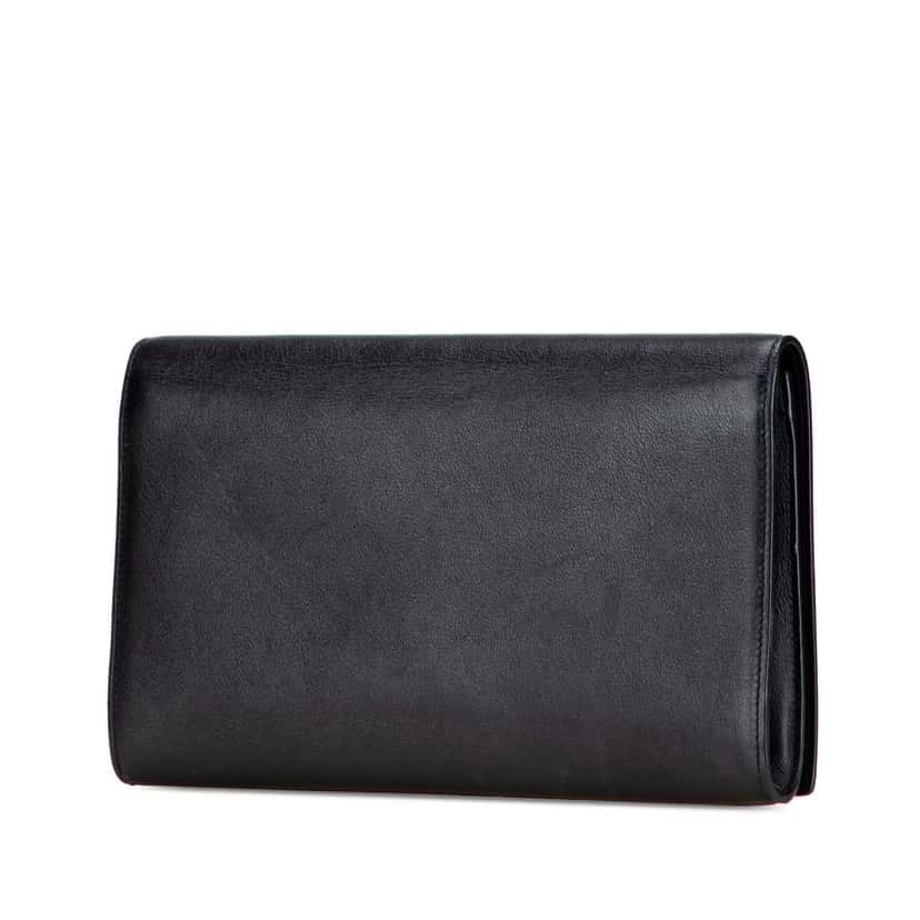 Saint Laurent Large Leather Monogram Belle De Jour Clutch Black Leather Good condition - Back View