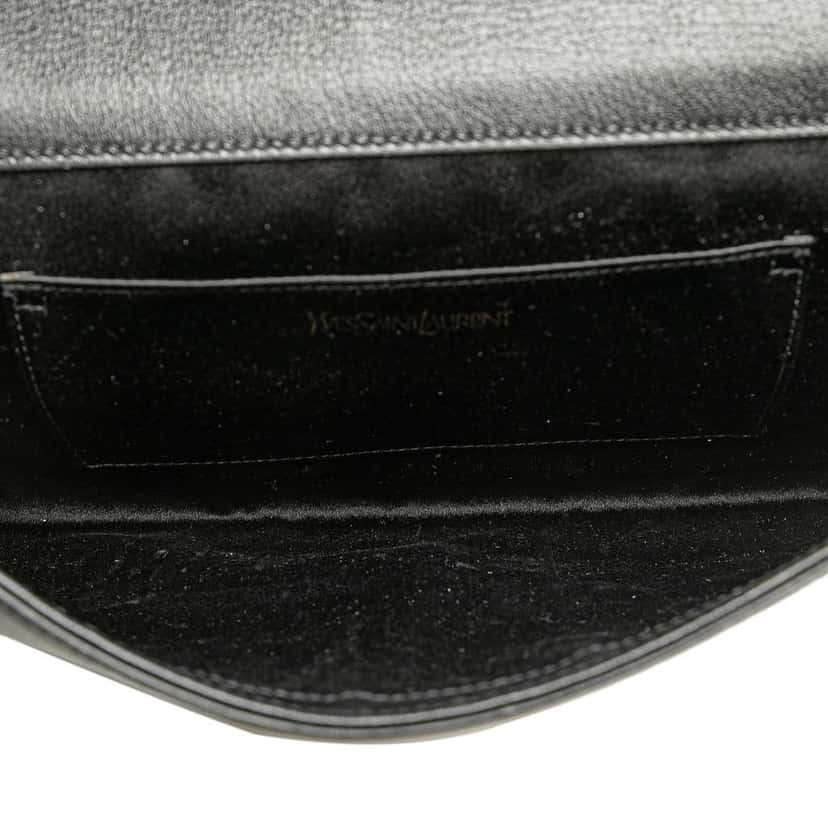 Saint Laurent Large Leather Monogram Belle De Jour Clutch Black Leather Good condition - Model View
