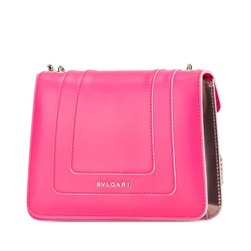Bvlgari Small Leather Square Serpenti Forever Chain Crossbody Pink Leather Good condition - Back View