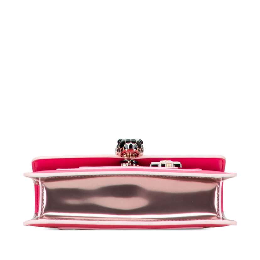 Bvlgari Small Leather Square Serpenti Forever Chain Crossbody Pink Leather Good condition - Inside View