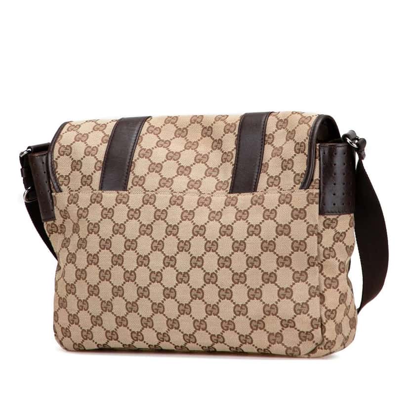 Gucci GG Canvas Messenger Bag Brown Canvas Good condition - Back View