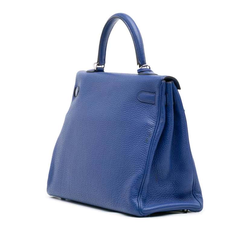 Hermès Togo Kelly II Retourne 32 Blue Leather Good condition - Back View
