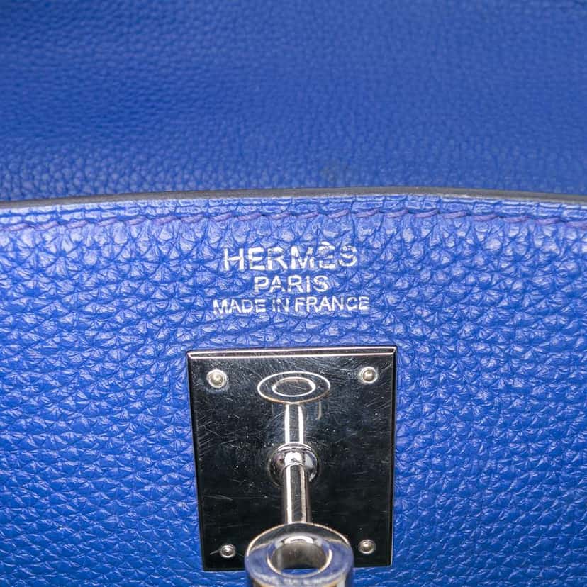 Hermès Togo Kelly II Retourne 32 Blue Leather Good condition - Box View